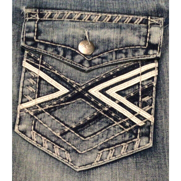 GS115 Men's Acid Wash Embroidered Chelsea Slim Fit Jeans Size 32x32 Stylish - Picture 5 of 6